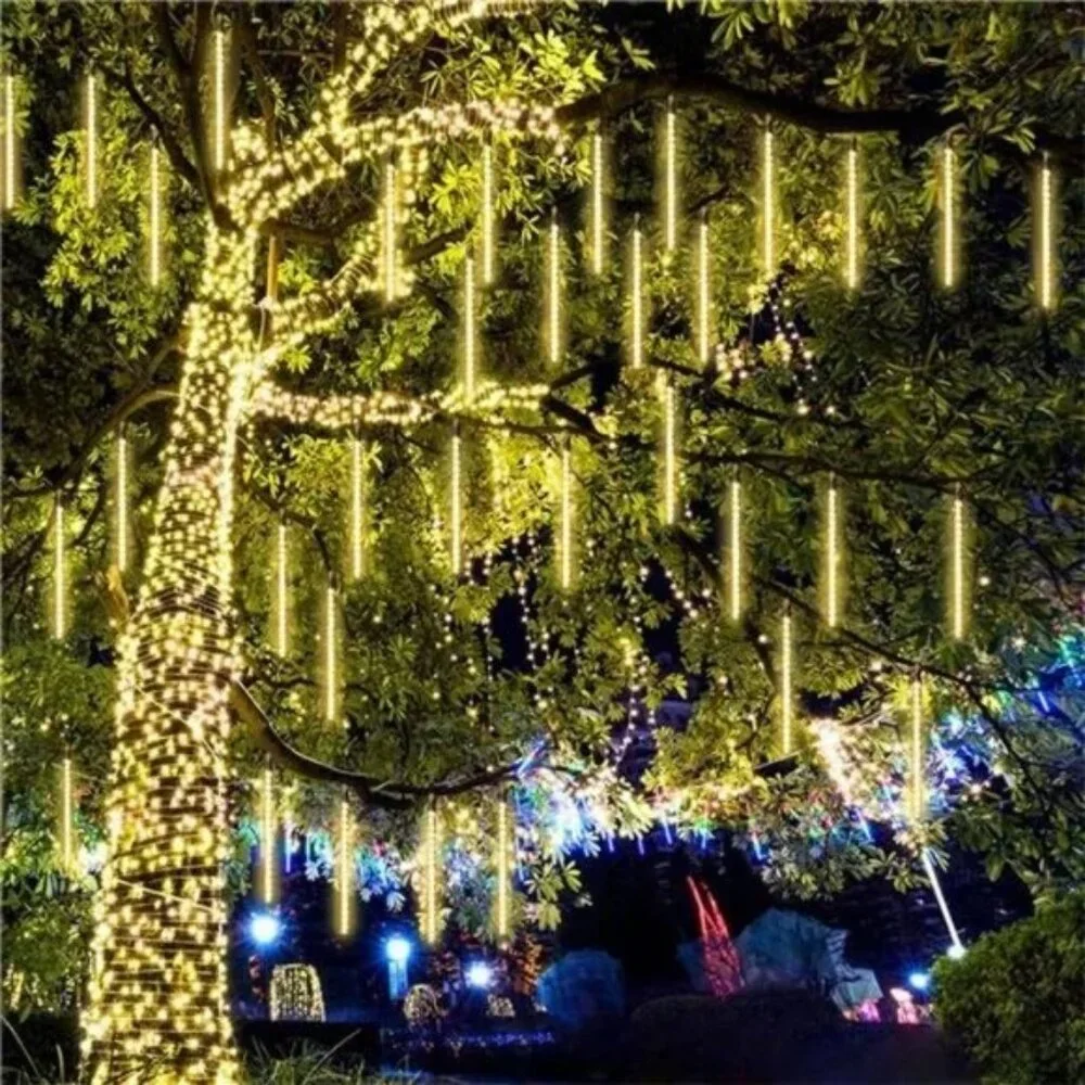 2-Pack Extendable Meteor Shower Christmas Lights Outdoor, Waterproof